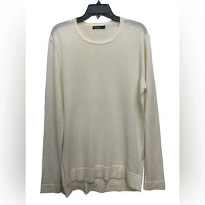 J. Lindeberg Newman Perfect Merino Jumper Sweater Size XL  Crew Neck Ivory Logo